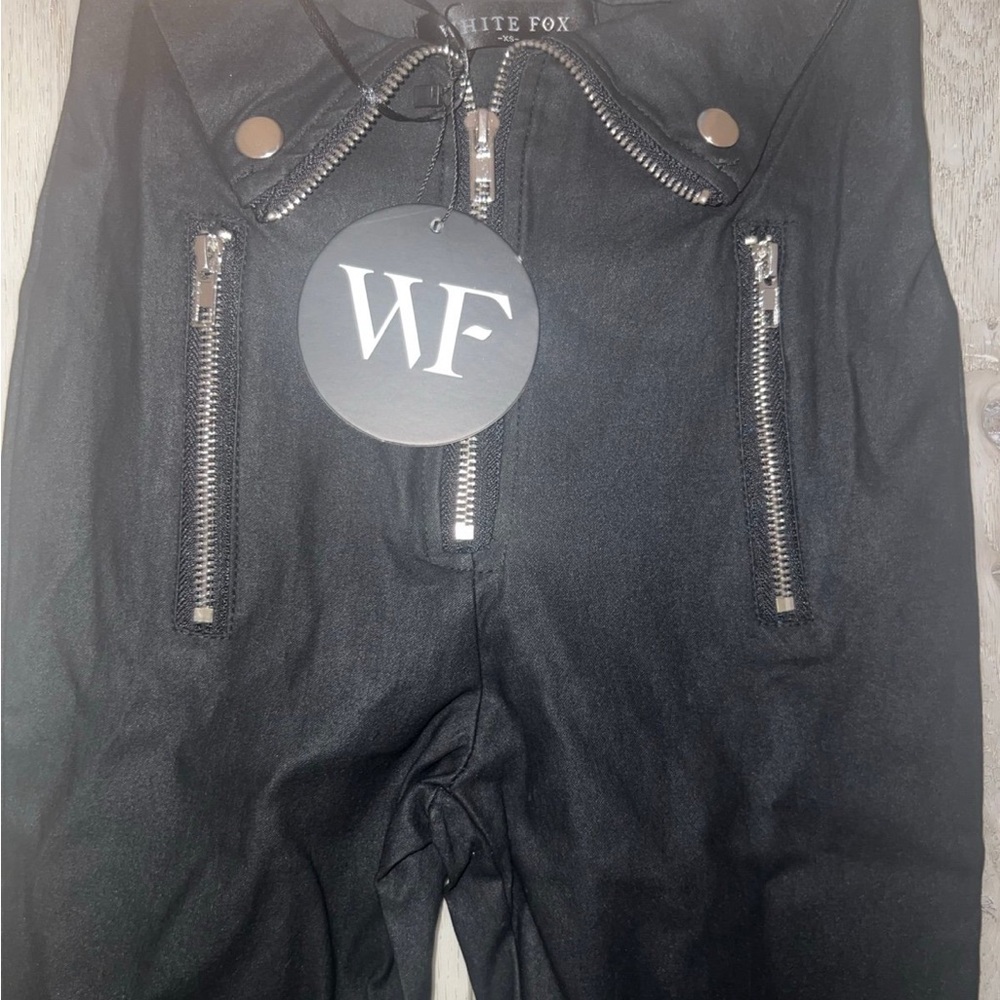 White Fox Black Zippered Pants